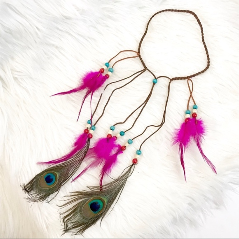 Host Pick! boho festive headdress feathers & beads - Picture 4 of 8